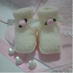 Knitting Baby Boots - Cream